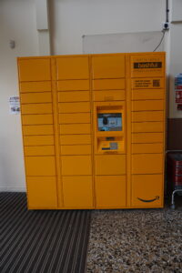 Yellow parcel drop off point