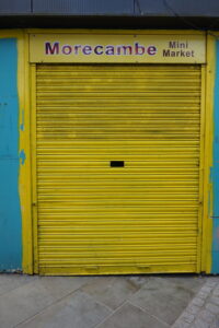 Yellow shutter door morecambe
