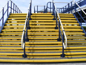 Yellow steps leading up to Southport pier