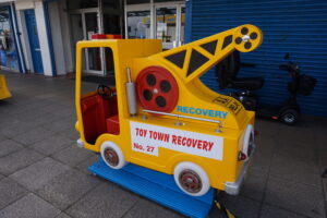 Yellow childrens ride in morecambe
